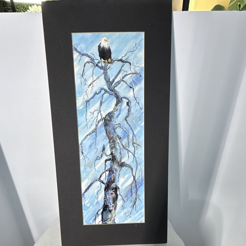 Original Eagle Wildlife Painting by Autumn Cameron (2005) - Signed, 10" x 20"